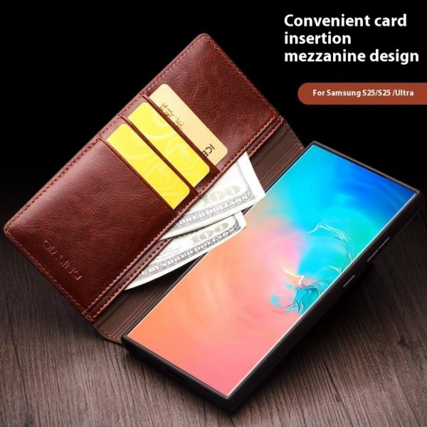 Samsung Galaxy S25 Plus Etui Ægte Læder Brun