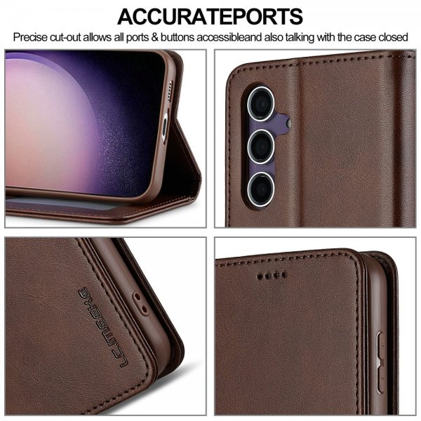 Samsung Galaxy S25 Plus Etui med Kortholder Stativfunktion Mørkebrun