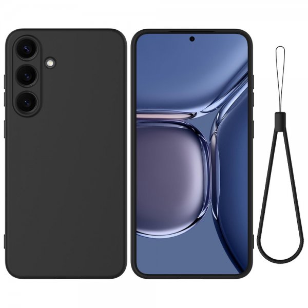 Samsung Galaxy S25 Plus Cover med Strop Silikone Sort