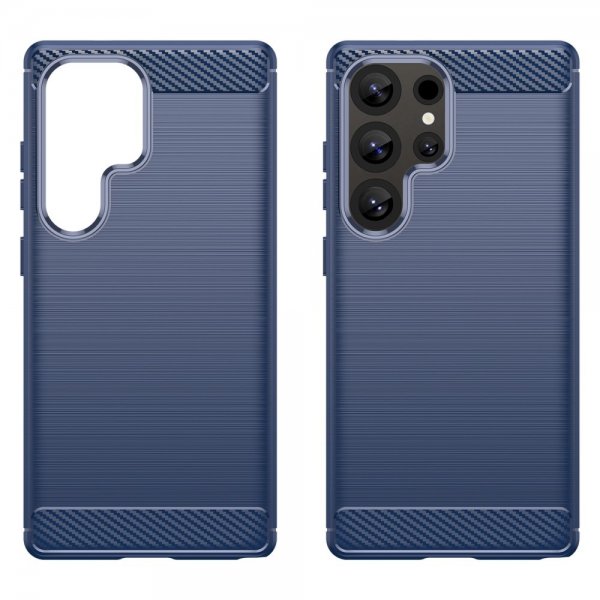 Samsung Galaxy S25 Ultra Cover Børstet Karbonfibertekstur Blå
