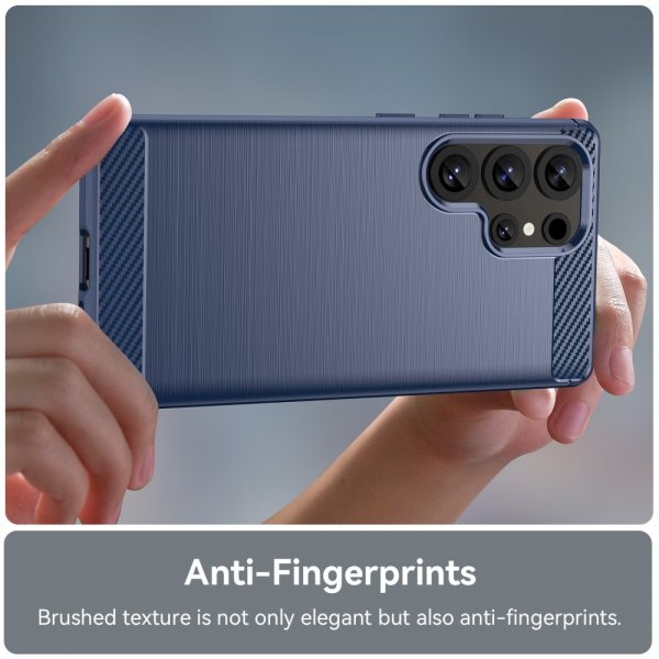 Samsung Galaxy S25 Ultra Cover Børstet Karbonfibertekstur Blå