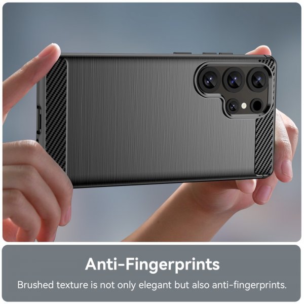 Samsung Galaxy S25 Ultra Cover Børstet Karbonfibertekstur Sort