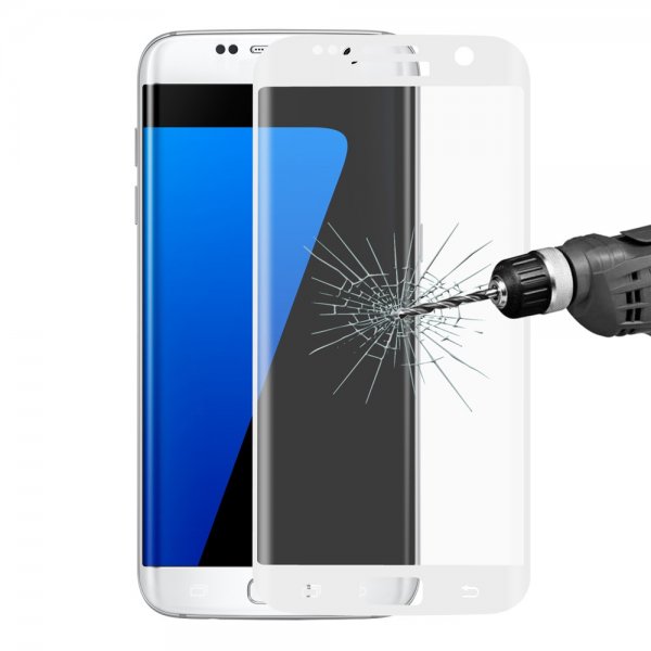 Samsung Galaxy S7 Edge Skærmbeskytter i Hærdet Glas Full Size 3D Välvd Hvid