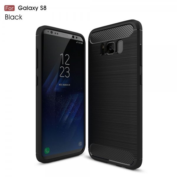 Samsung Galaxy S8 MobilCover Kulfibertekstur Sort