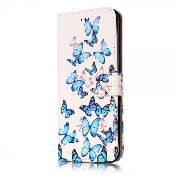 Samsung Galaxy S8 Plånboksetui Motiv Blå Fjärilar
