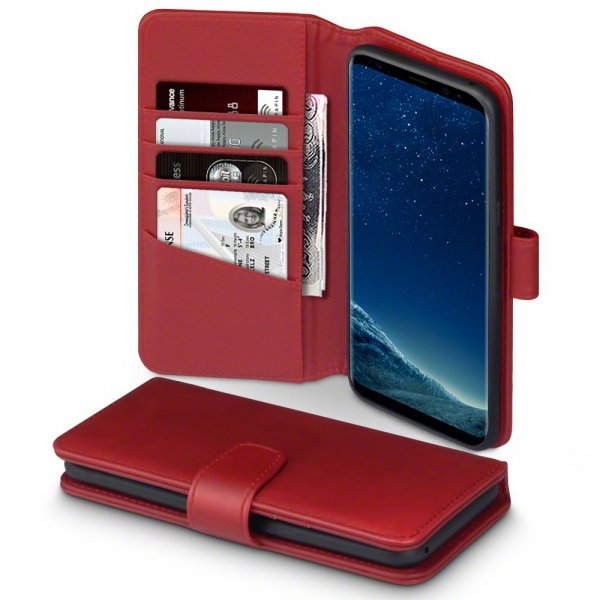 Samsung Galaxy S8 Plus Ægte Læder Plånboksetui Rød