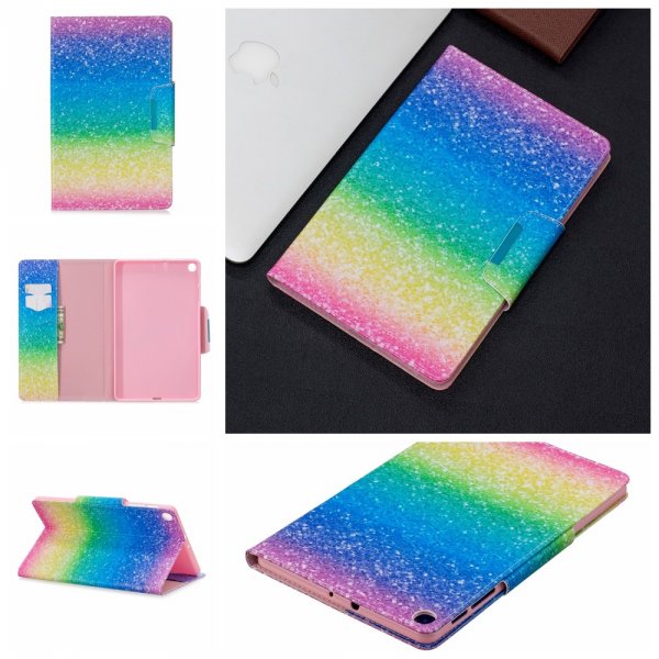 Samsung Galaxy Tab A 10.1 2019 T510 T515 Etui Motiv Färgglatt Glitter