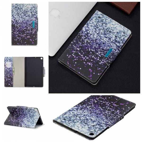Samsung Galaxy Tab A 10.1 2019 T510 T515 Etui Motiv Glitter Sort Lilla Sølv