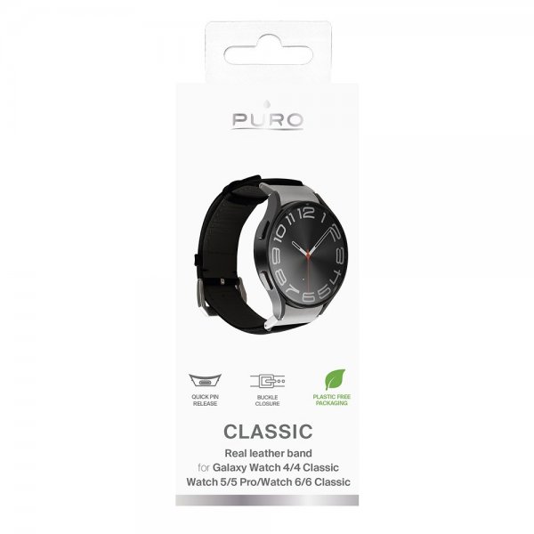 Samsung Galaxy Watch 20mm Armbånd Leather Band Sort