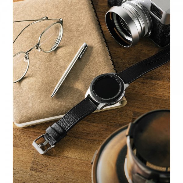 Samsung Galaxy Watch 20mm Armbånd Leather One Classic Band Sort