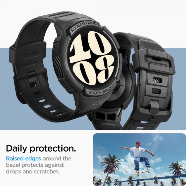 Samsung Galaxy Watch 6 40mm Cover Armbånd Rugged Armor Pro Sort