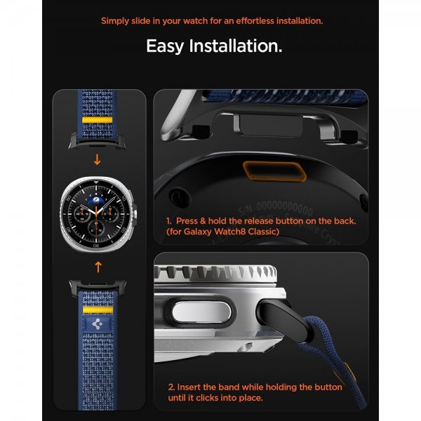 Samsung Galaxy Watch 8 40/44mm/Classic 46mm Armbånd Athlex Air Active Navy