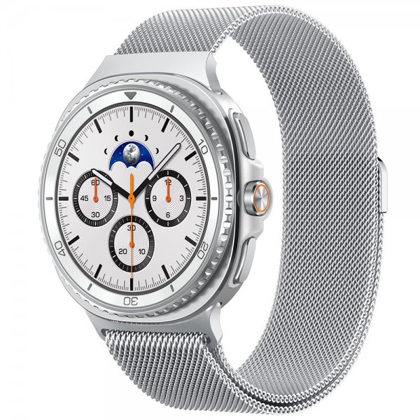 Samsung Galaxy Watch 8 40/44mm/Classic 46mm Armbånd Metal Fit Sølv