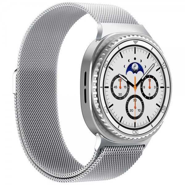 Samsung Galaxy Watch 8 40/44mm/Classic 46mm Armbånd Metal Fit Sølv