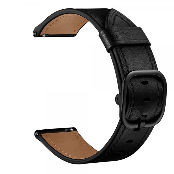 Samsung Galaxy Watch3 45mm/Galaxy Watch 46mm Armbånd 22mm Ægte Læder Sort