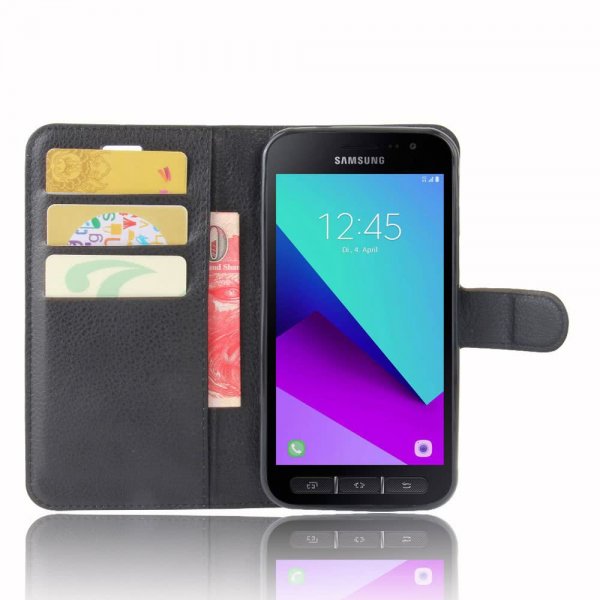 Samsung Galaxy Xcover 4/4S Etui Litchi Sort
