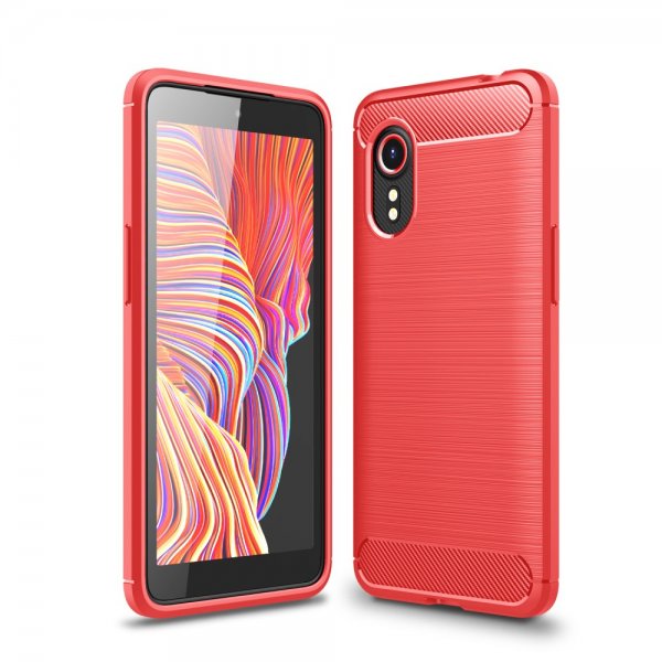 Samsung Galaxy XCover 5 Cover Børstet Karbonfibertekstur Rød