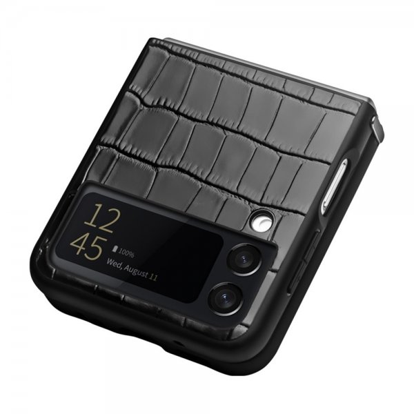 Samsung Galaxy Z Flip 4 Cover Krokodillemønster Sort