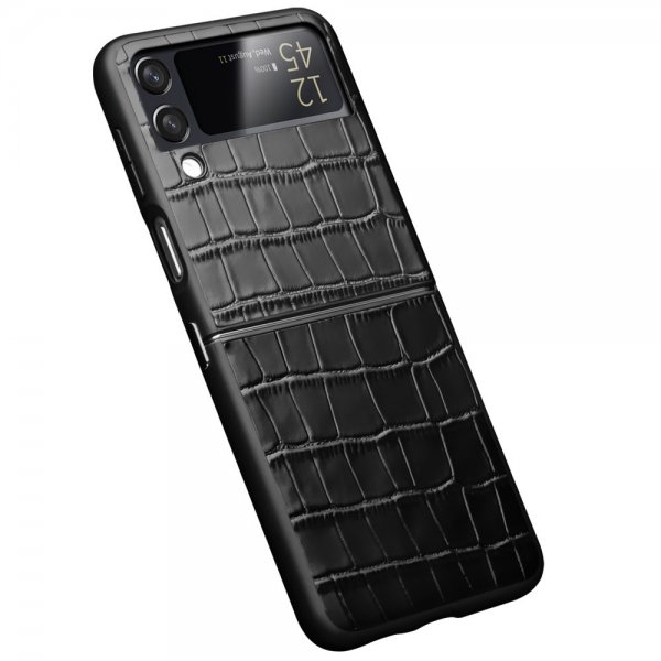 Samsung Galaxy Z Flip 4 Cover Krokodillemønster Sort