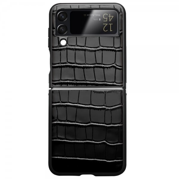 Samsung Galaxy Z Flip 4 Cover Krokodillemønster Sort