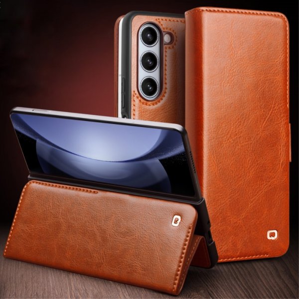 Samsung Galaxy Z Fold 5 Etui Ægte Læder Brun