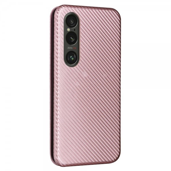 Sony Xperia 1 VI Etui Kulfibertekstur Roseguld