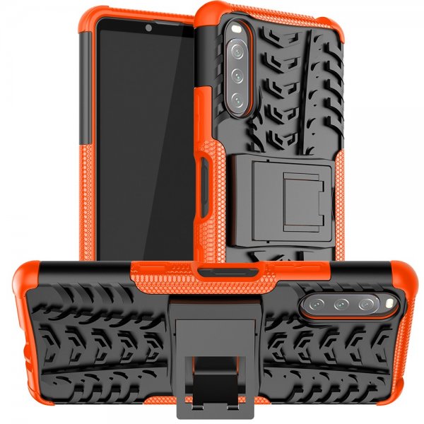 Sony Xperia 10 III Cover Dækmønster Stativfunktion Orange