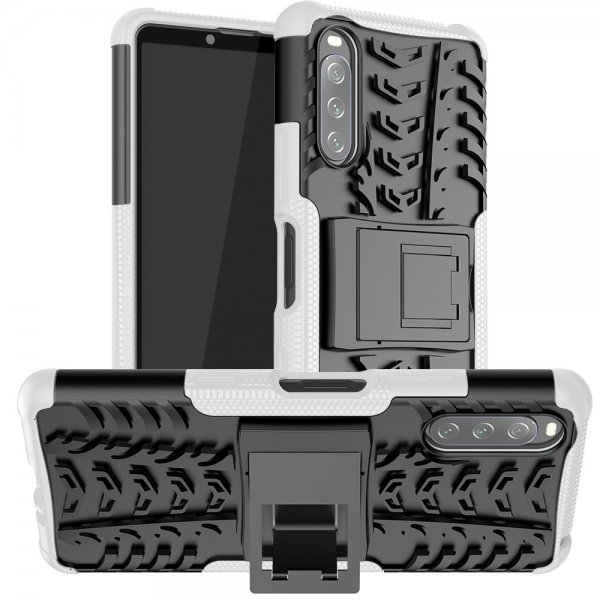 Sony Xperia 10 III Cover Dækmønster Stativfunktion Hvid