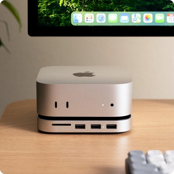 Mac Mini M4 Stativ & Hub med SSD-kapsling sølv