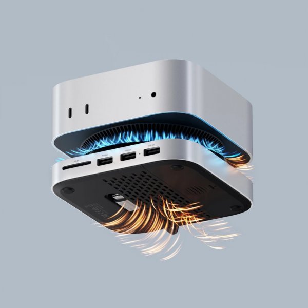 Mac Mini M4 Stativ & Hub med SSD-kapsling sølv