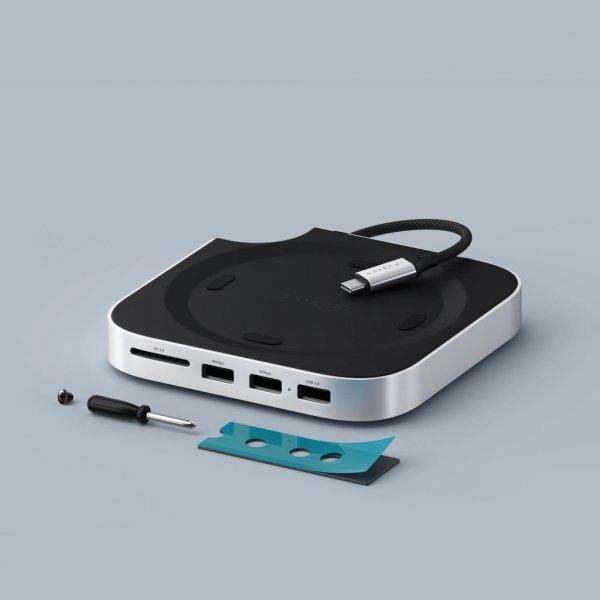 Mac Mini M4 Stativ & Hub med SSD-kapsling sølv