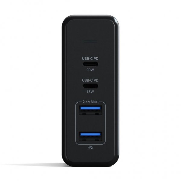 108W PD reseOplader med dubbla USB-C och USB-A uttag Grå