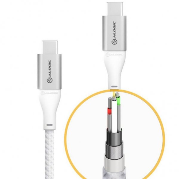 Ultra USB-C till USB-C Kabel 5A/480Mbps 30 cm Sølv