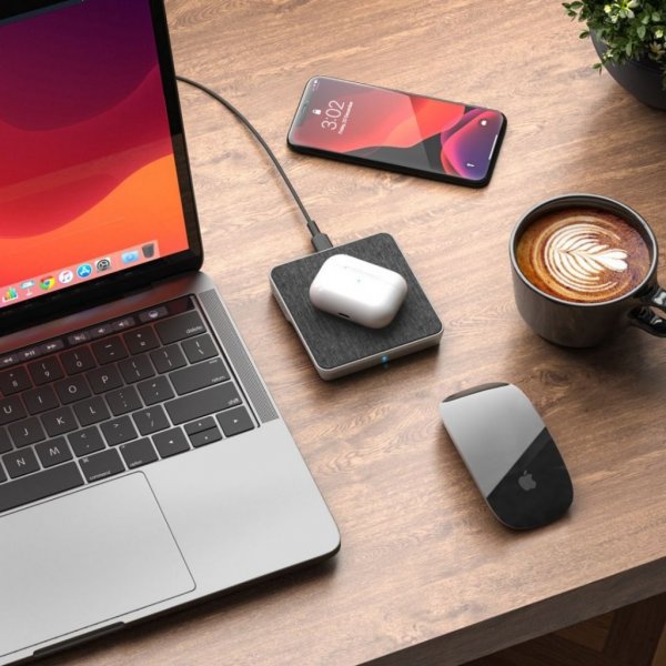 Trådløs Oplader Qi laddning 10W - med USB-A till USB-C Kabel Space Grey