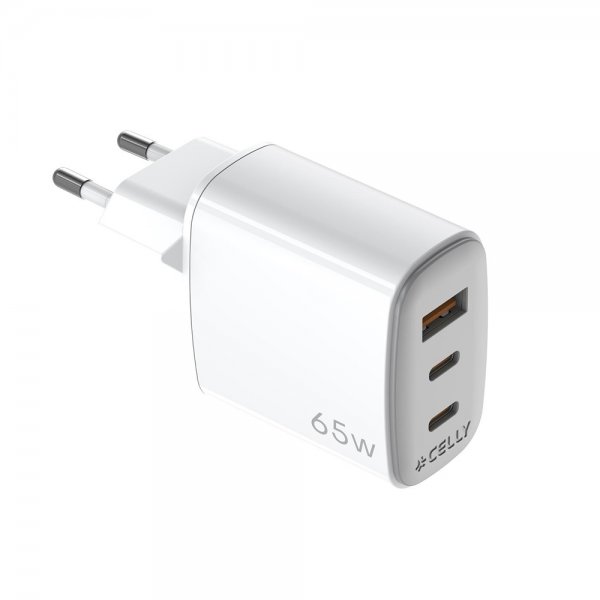 65W GaN Vægoplader 2xUSB-C & USB-A