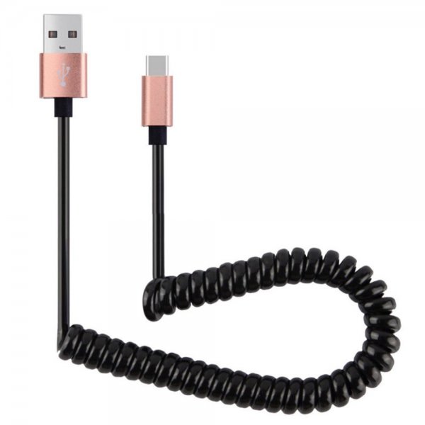 USB-A/USB-C Kabel Coiled 90cm Roseguld