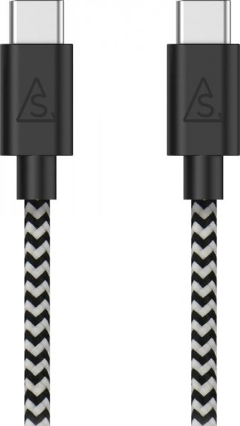 USB-C till USB-C Kabel 1m Braided Sort/Hvid