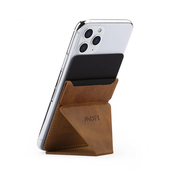 X Adhesive Phone Stand Leather Brown