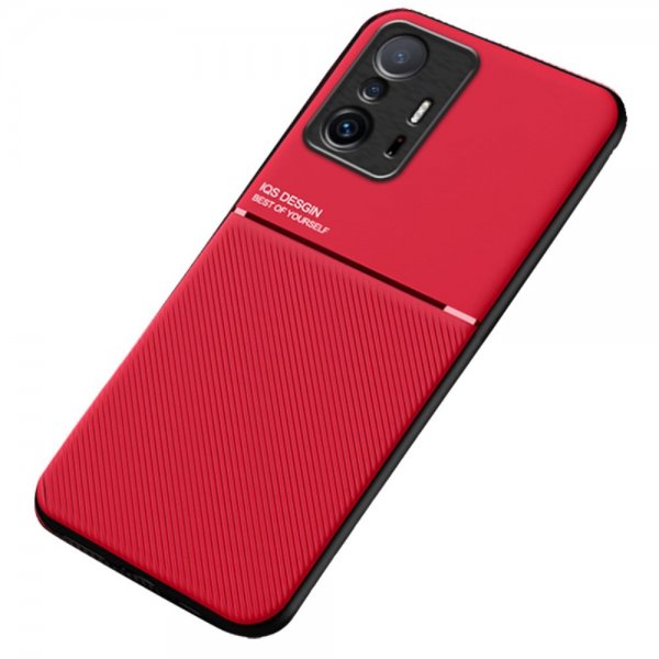 Xiaomi 11T/11T Pro Cover med Metalplade Rød