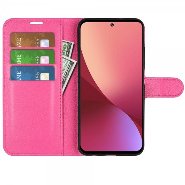 Xiaomi 12/12X Etui Litchi Magenta