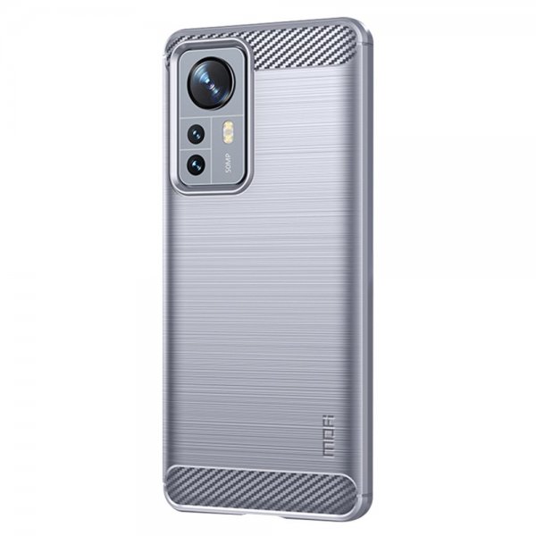Xiaomi 12 Pro Cover Børstet Karbonfibertekstur Grå