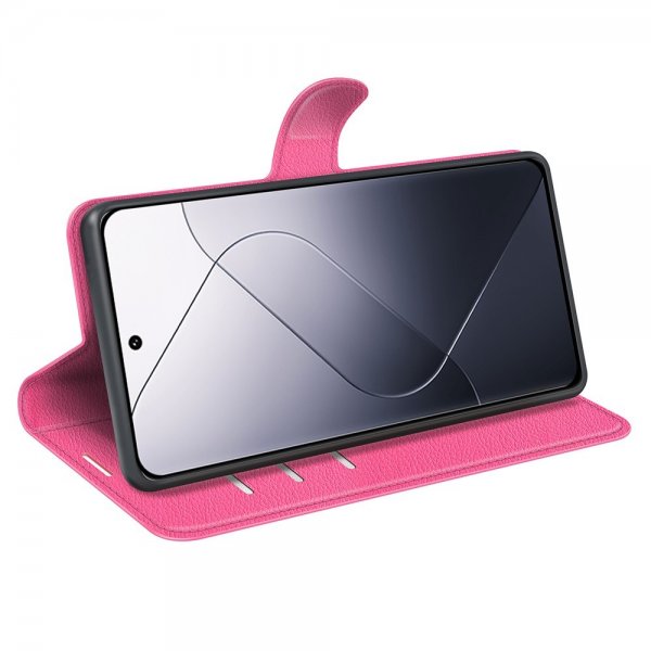 Xiaomi 14 Etui Litchi Magenta