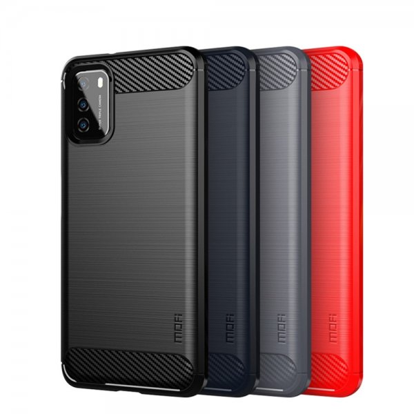 Xiaomi Poco M3 Cover Børstet Karbonfibertekstur Grå