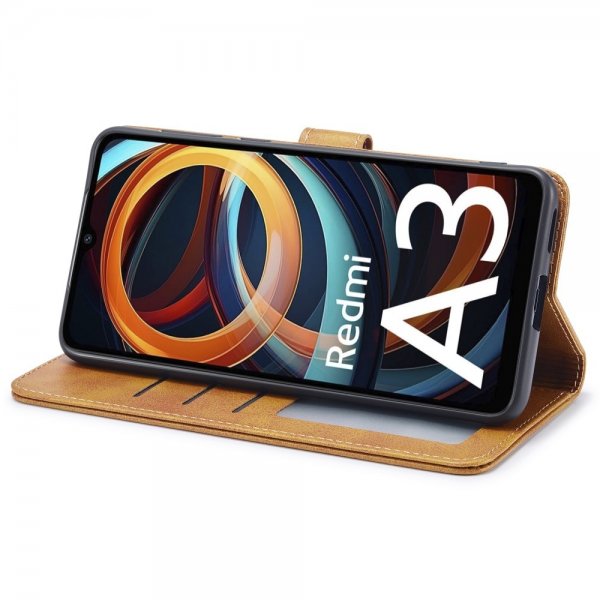 Xiaomi Redmi A3 Etui med Kortholder Stativfunktion Lysebrun