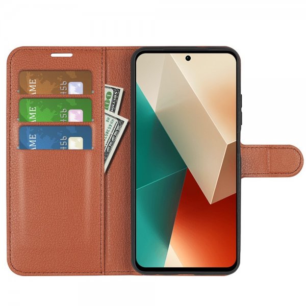 Xiaomi Redmi Note 13 5G Etui Litchi Brun
