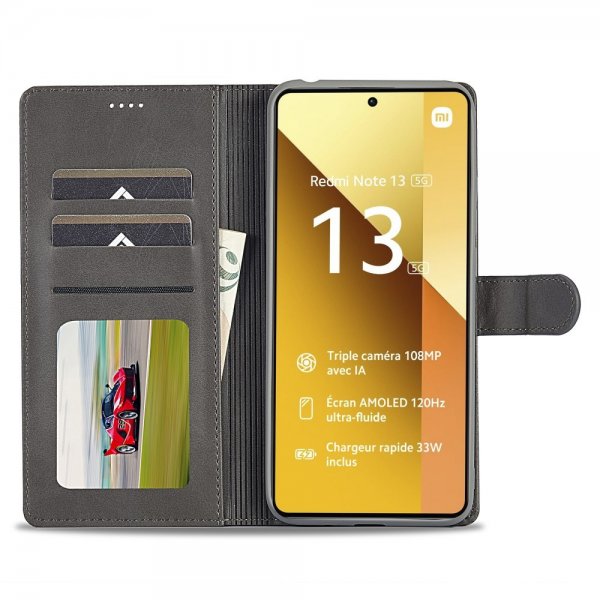 Xiaomi Redmi Note 13 5G Etui med Kortholder Stativfunktion Grå