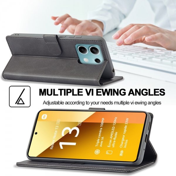 Xiaomi Redmi Note 13 5G Etui med Kortholder Stativfunktion Grå