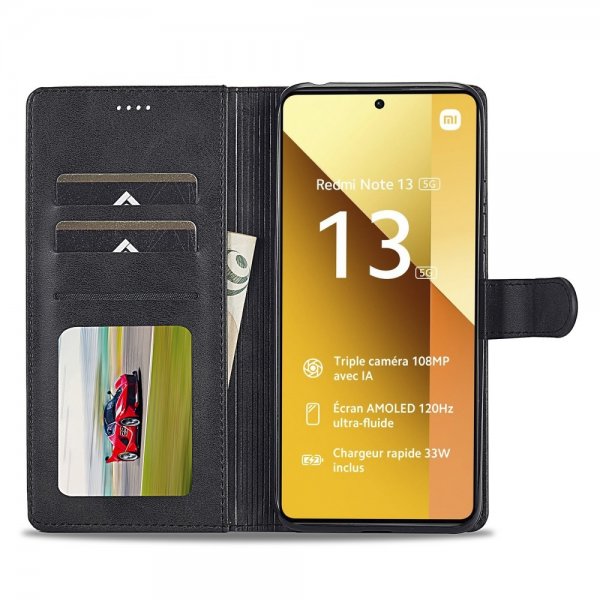 Xiaomi Redmi Note 13 5G Etui med Kortholder Stativfunktion Sort