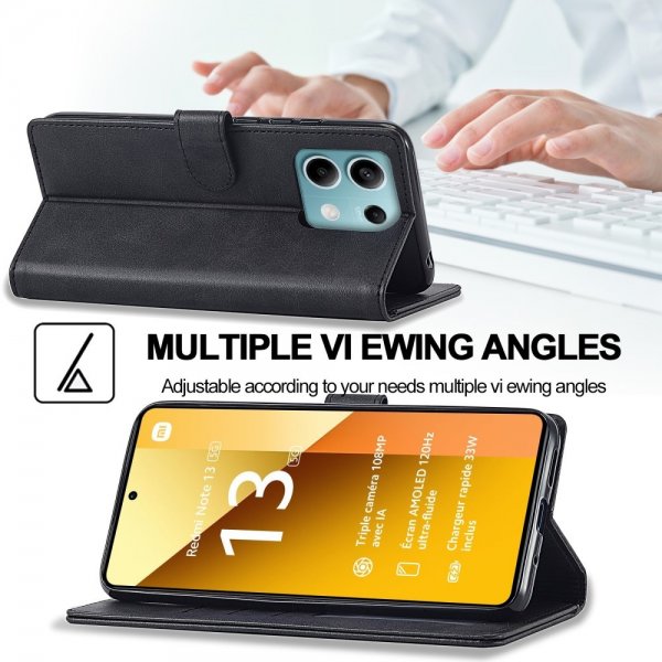 Xiaomi Redmi Note 13 5G Etui med Kortholder Stativfunktion Sort
