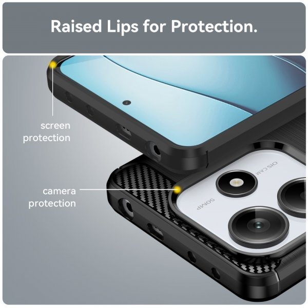 Xiaomi Redmi Note 14 5G Cover Børstet Karbonfibertekstur Sort